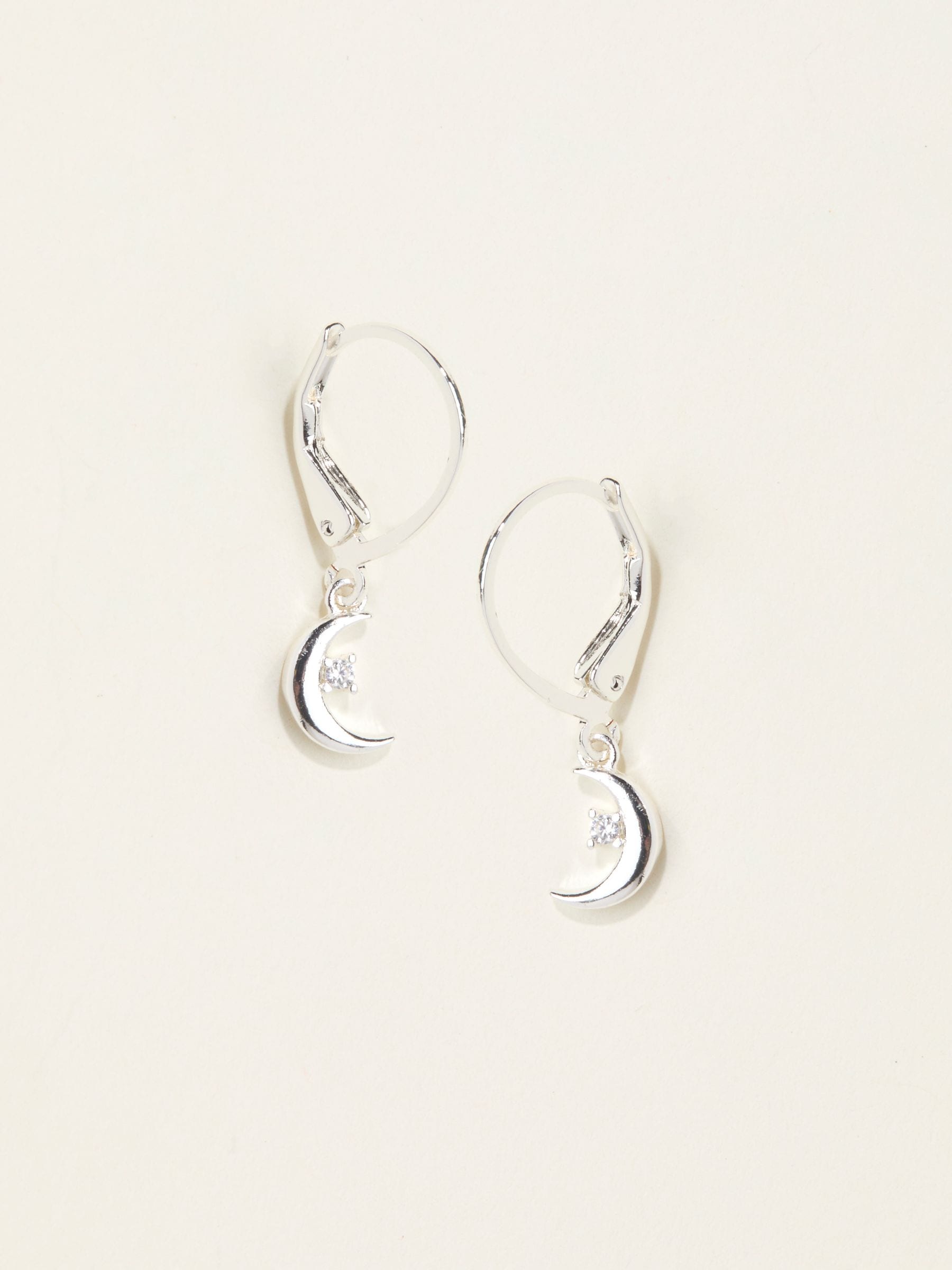 FatFace silver tone moon drop earrings - British product