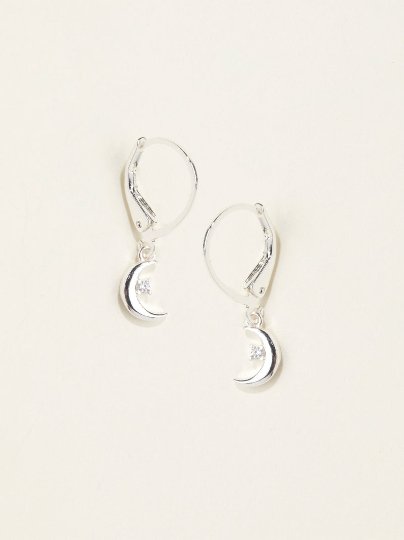 FatFace silver tone moon drop earrings - British product
