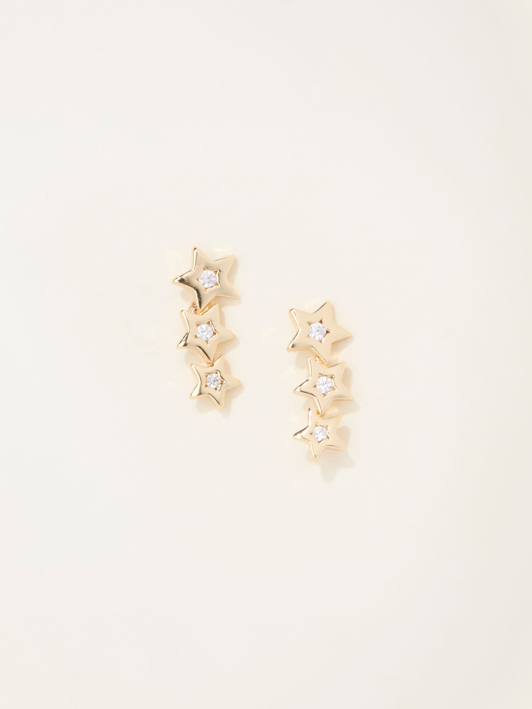 FatFace gold tone trio star earrings - British product