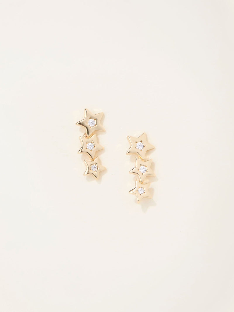 FatFace gold tone trio star earrings - British product