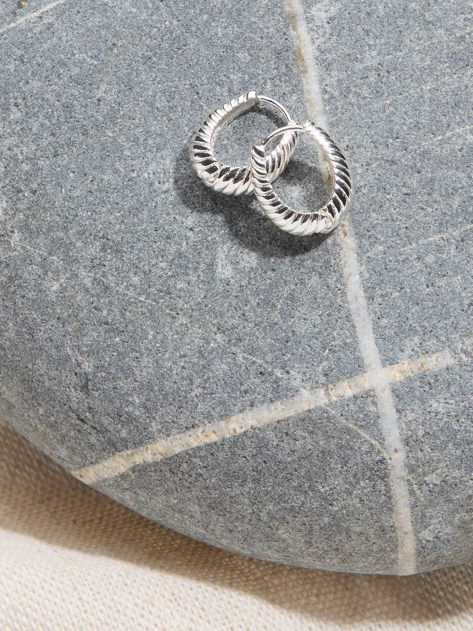 FatFace silver tone textured hoop earrings - British product
