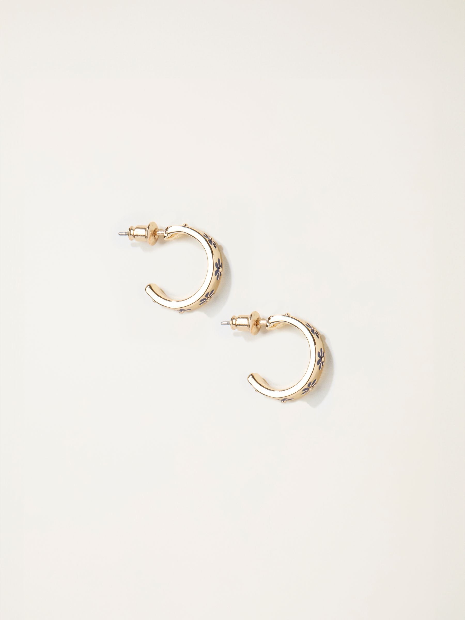 FatFace navy blue enamel daisy hoop earrings - British product