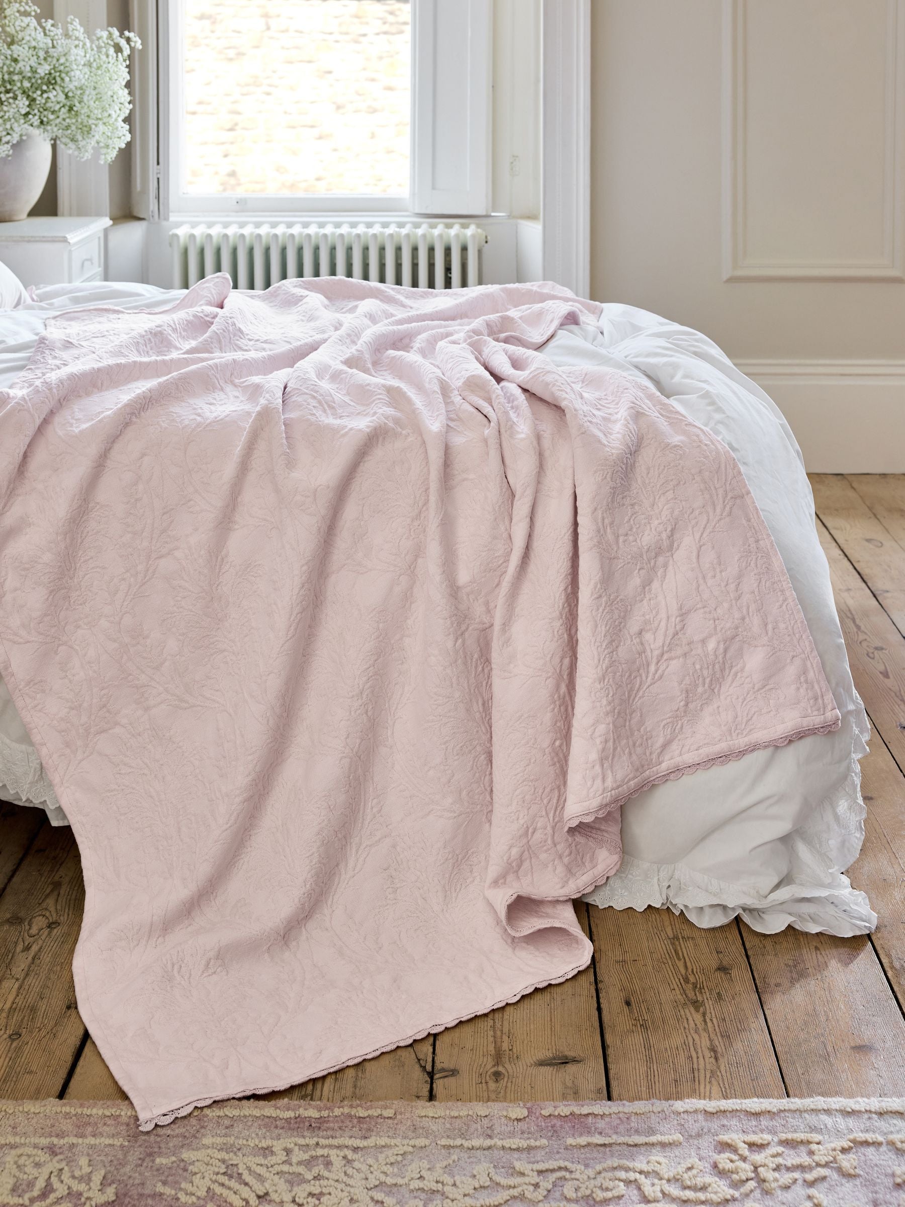 Shabby Chic by Rachel Ashwell® Pink Textured Floral Matelasse Throw
