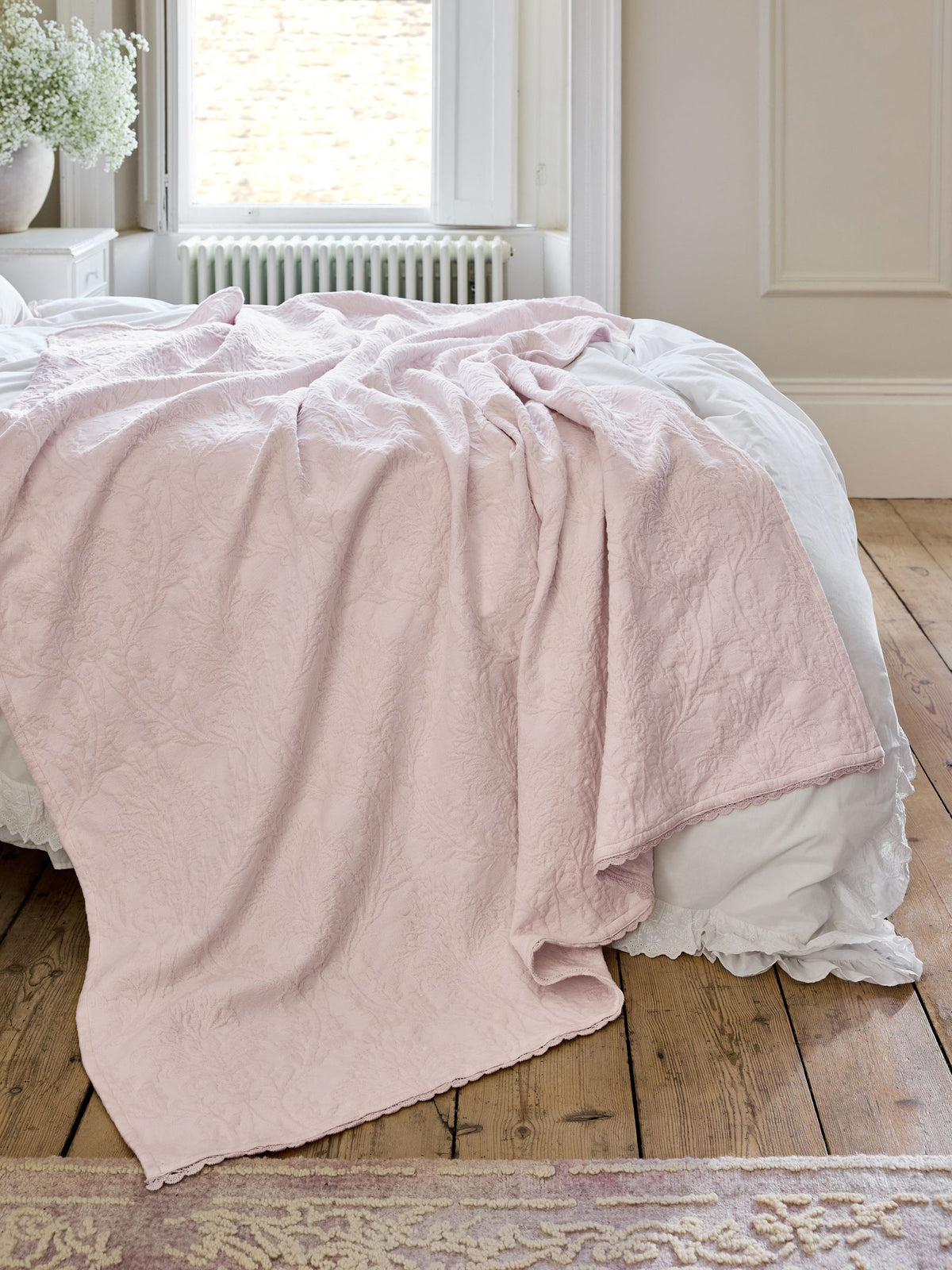 Shabby Chic by Rachel Ashwell® Pink Textured Floral Matelasse Throw