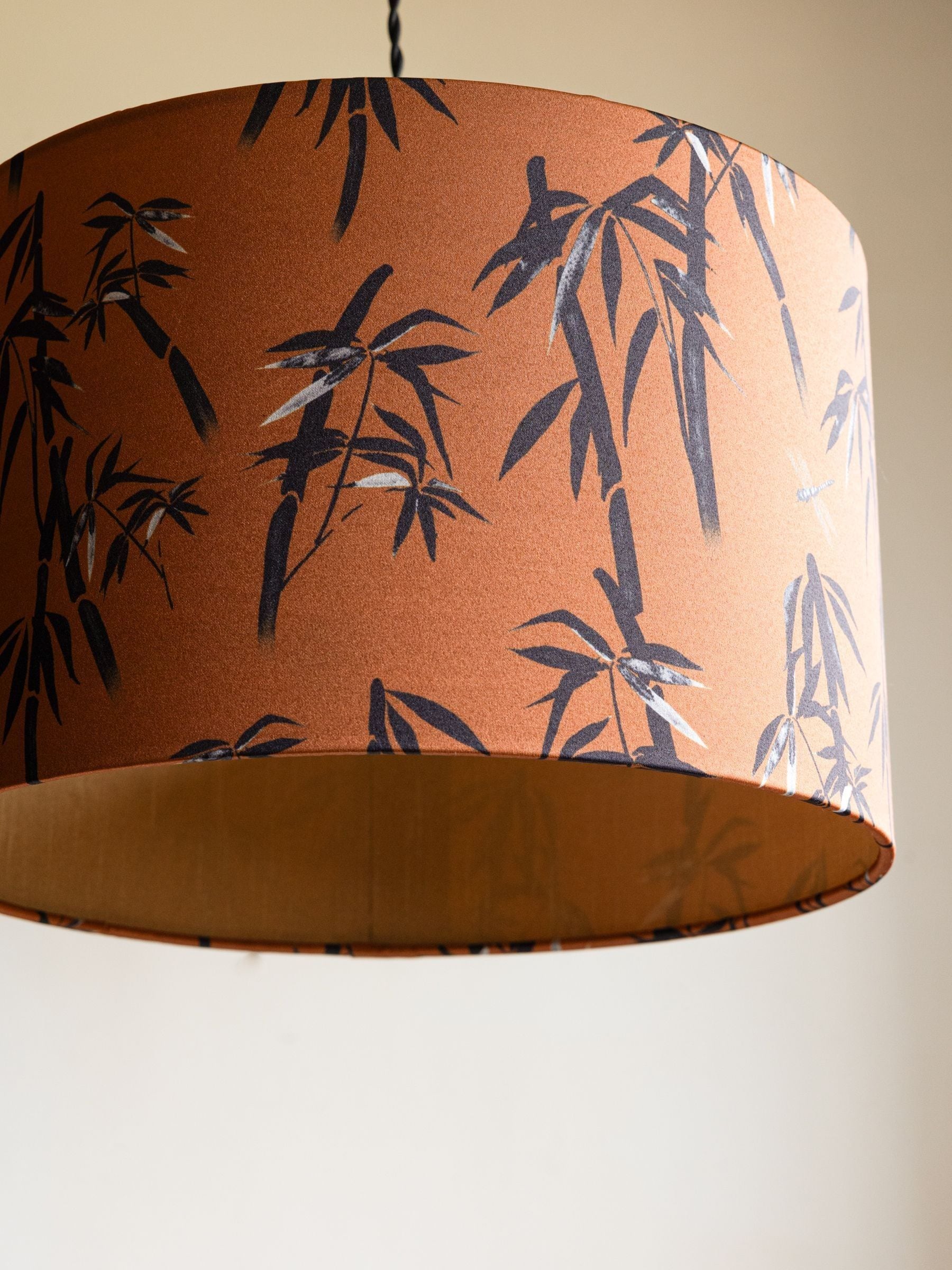 Rockett St George ochre yellow bamboo print ceiling light 40cm, UK version