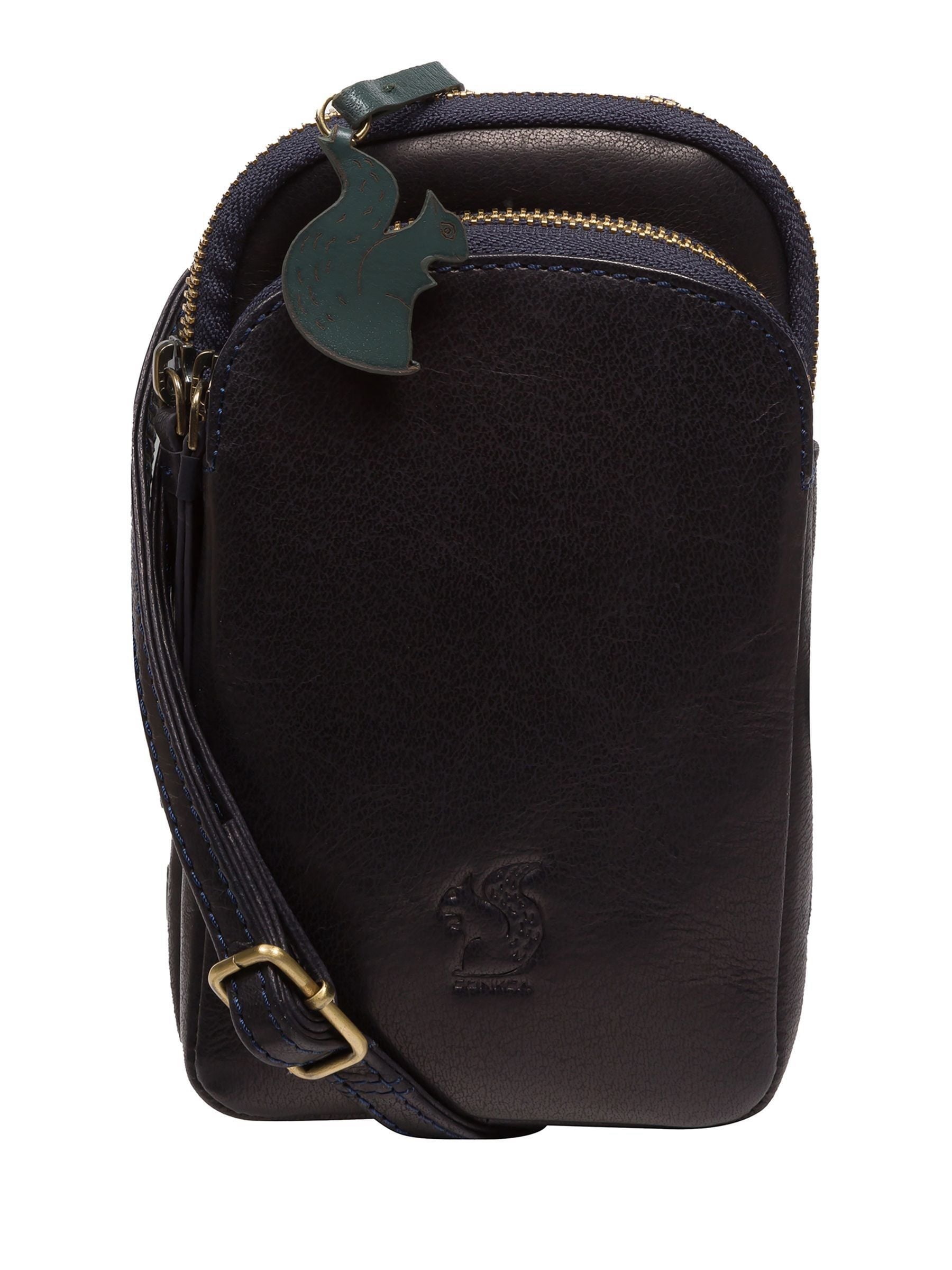 Conkca leather cross-body phone bag light blue Leia - British product