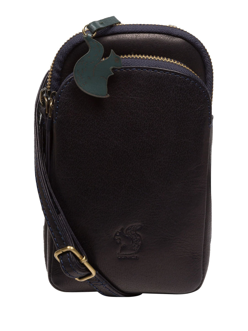 Conkca leather cross-body phone bag light blue Leia - British product