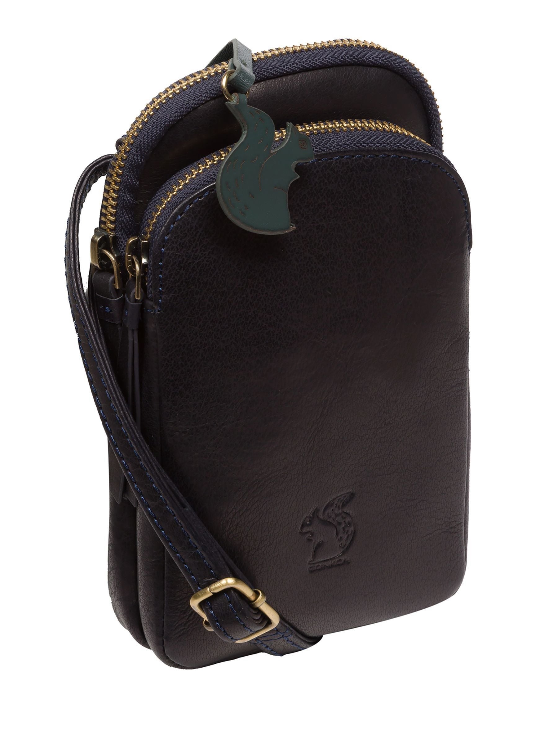 Conkca leather cross-body phone bag light blue Leia - British product
