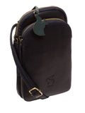Conkca leather cross-body phone bag light blue Leia - British product
