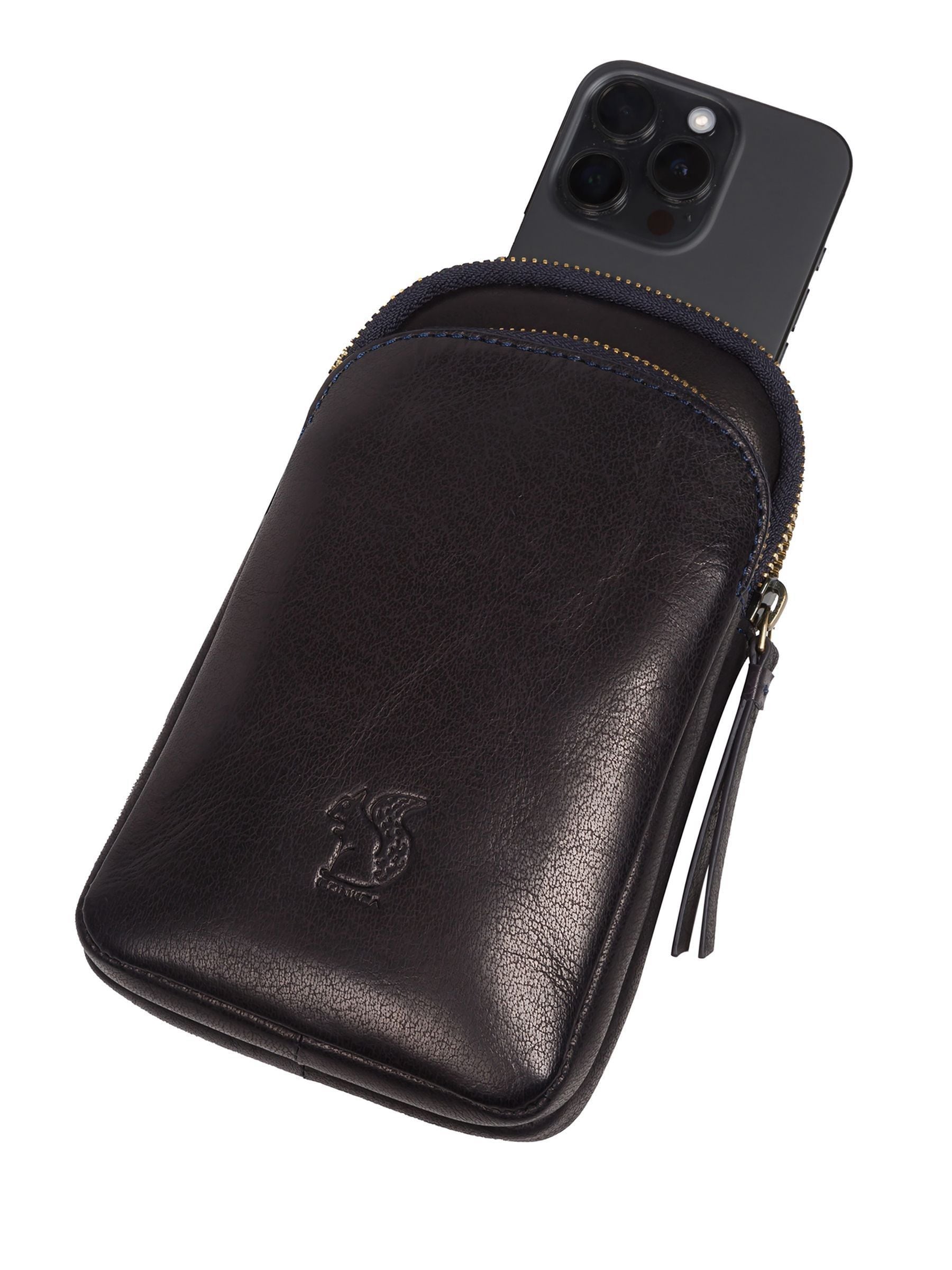 Conkca leather cross-body phone bag light blue Leia - British product