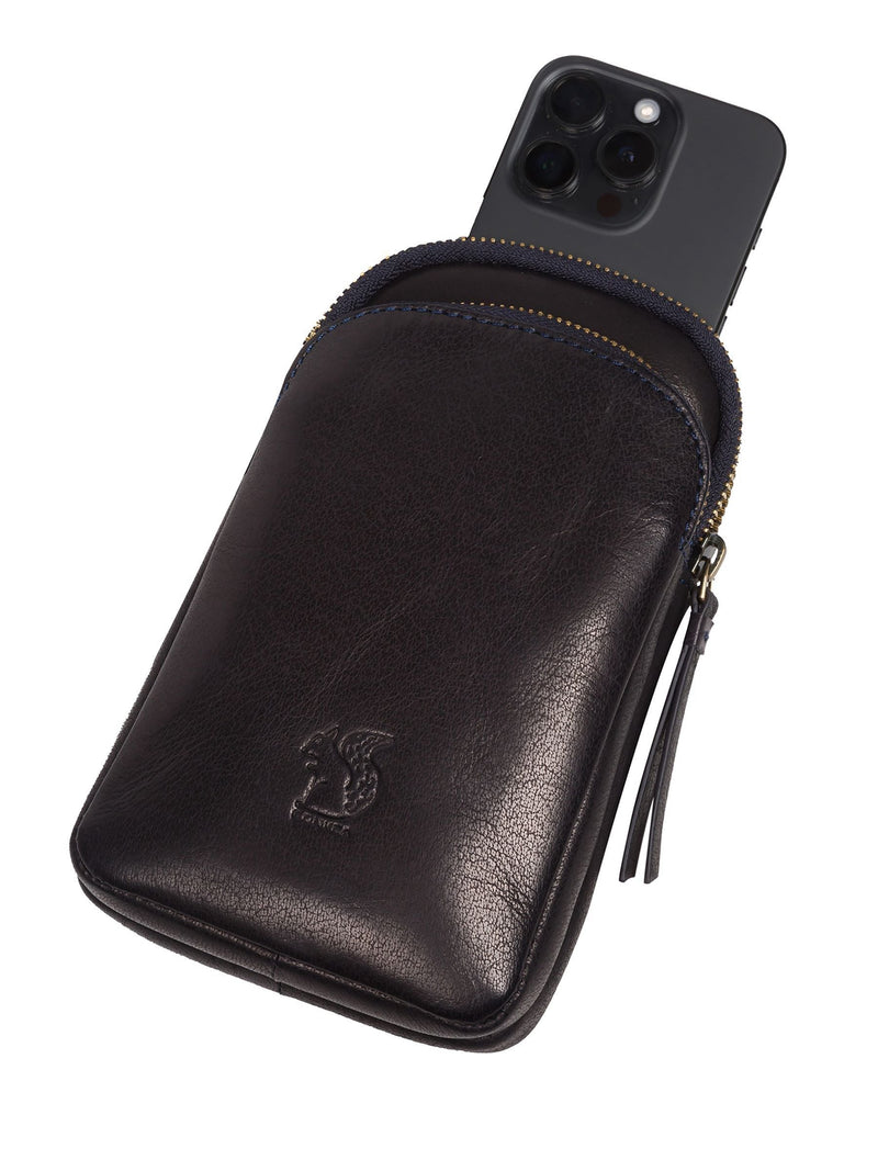 Conkca leather cross-body phone bag light blue Leia - British product