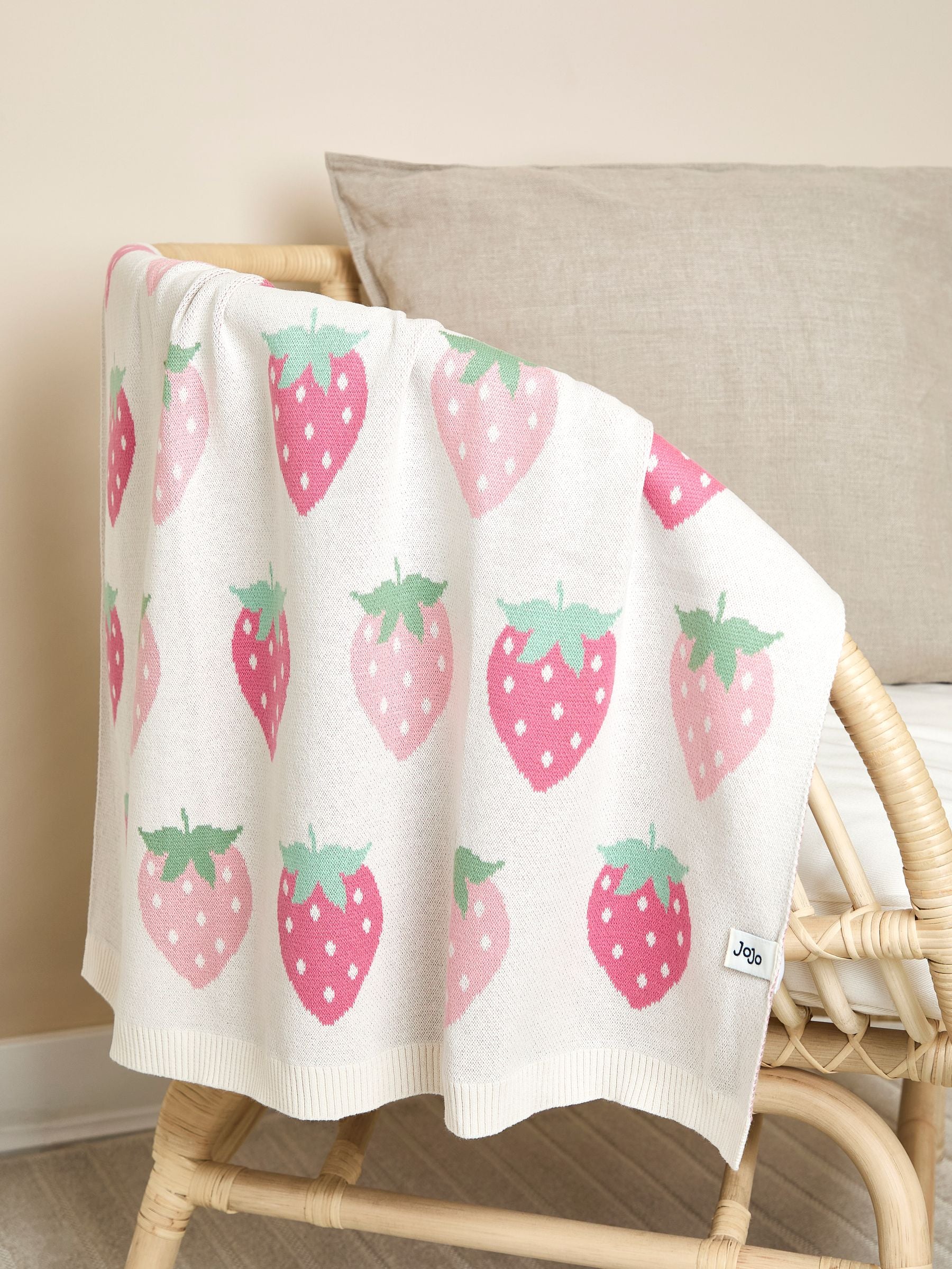 JoJo Maman Bébé strawberry FairIsle shawl - British product
