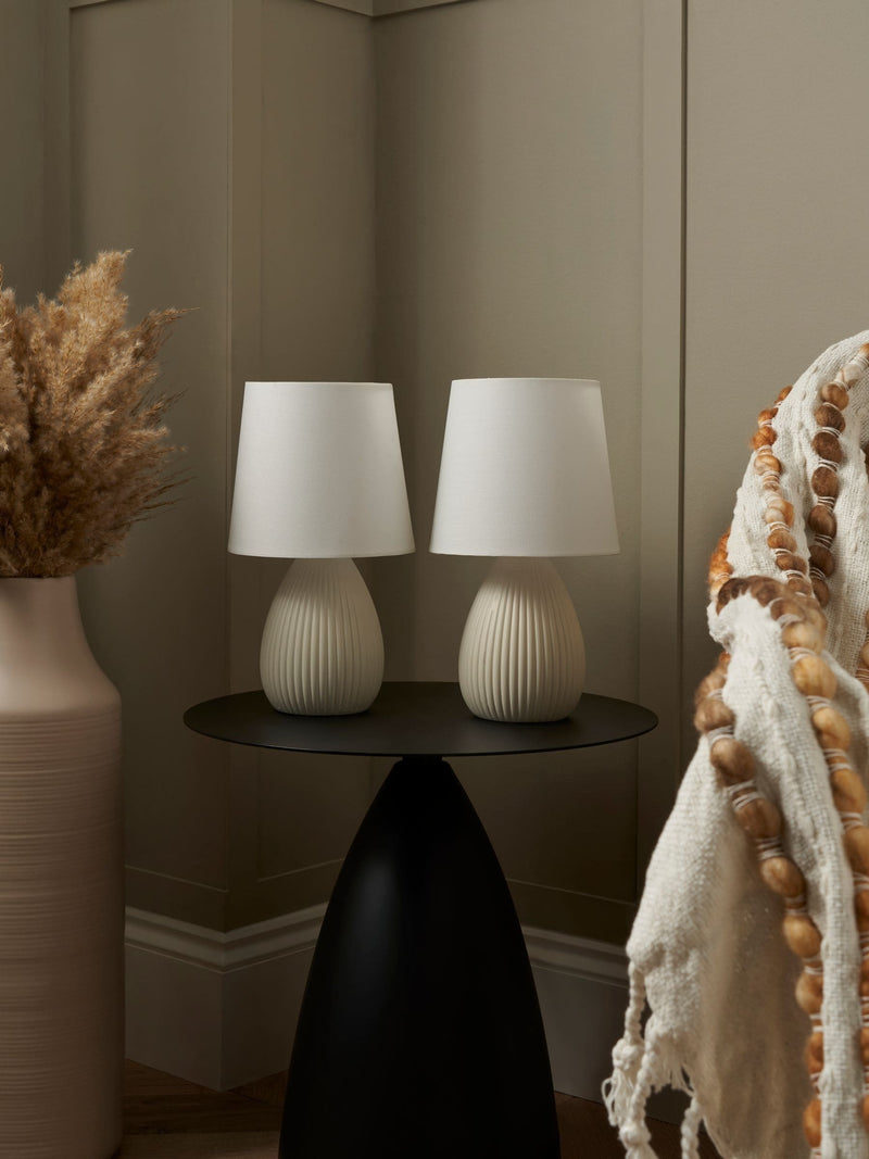 BHS cream teardrop ceramic table lamp set (British brand)