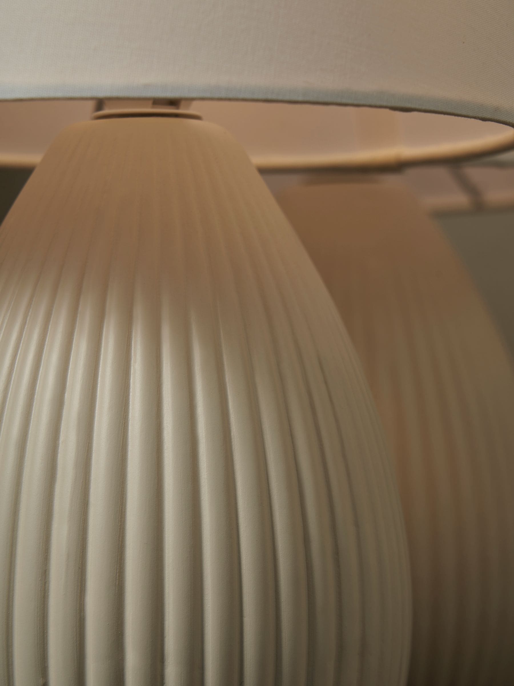 BHS cream teardrop ceramic table lamp set (British brand)