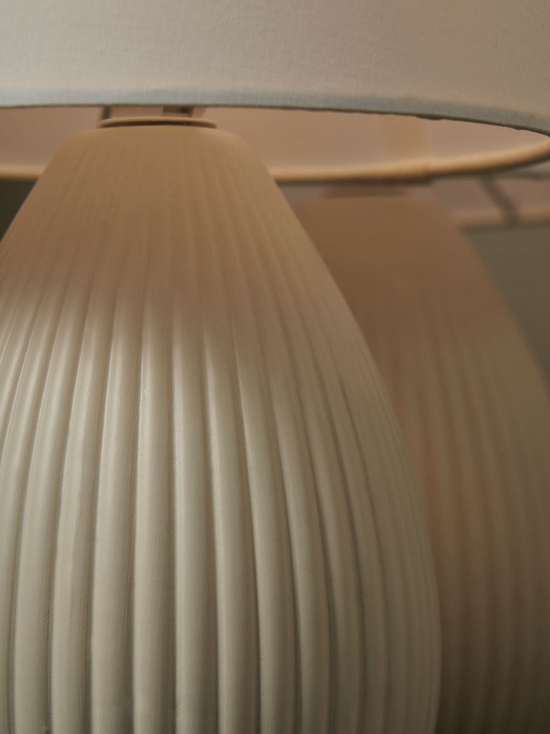 BHS cream teardrop ceramic table lamp set (British brand)