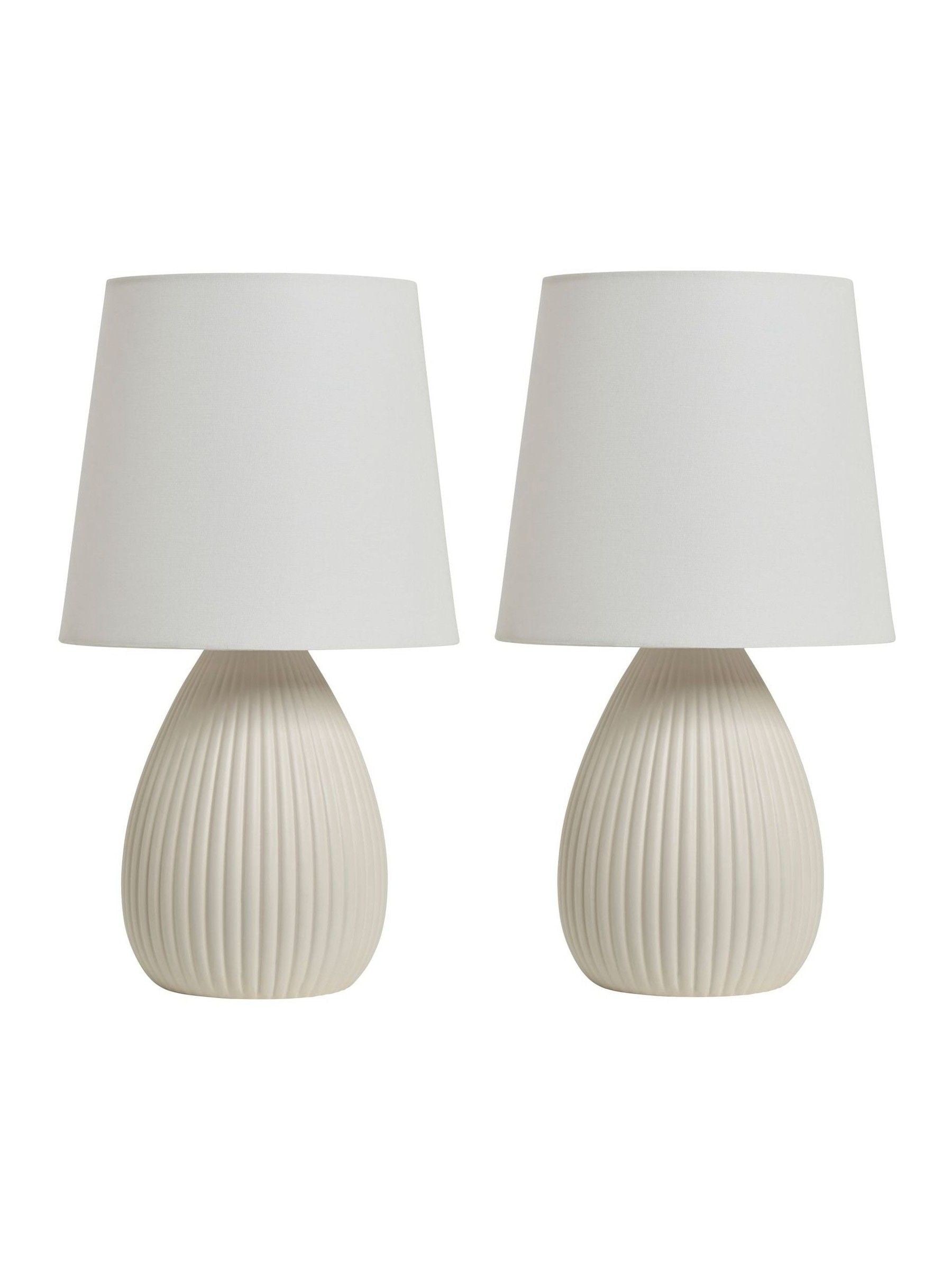 BHS cream teardrop ceramic table lamp set (British brand)