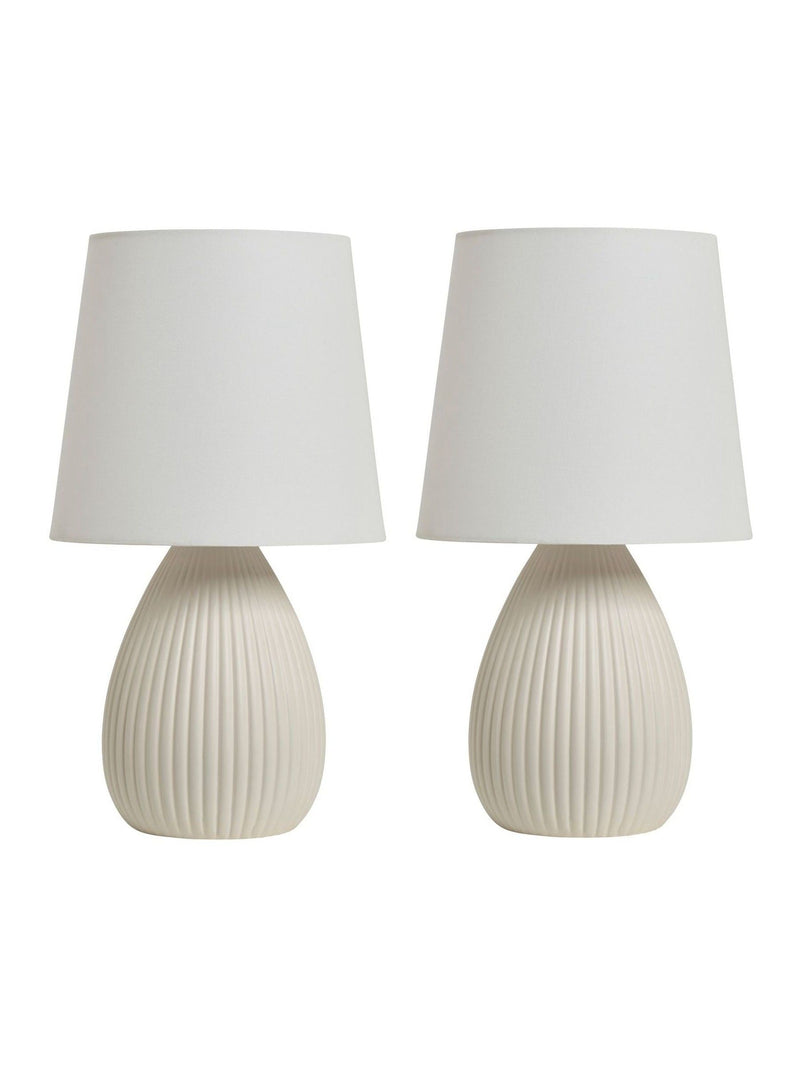 BHS cream teardrop ceramic table lamp set (British brand)
