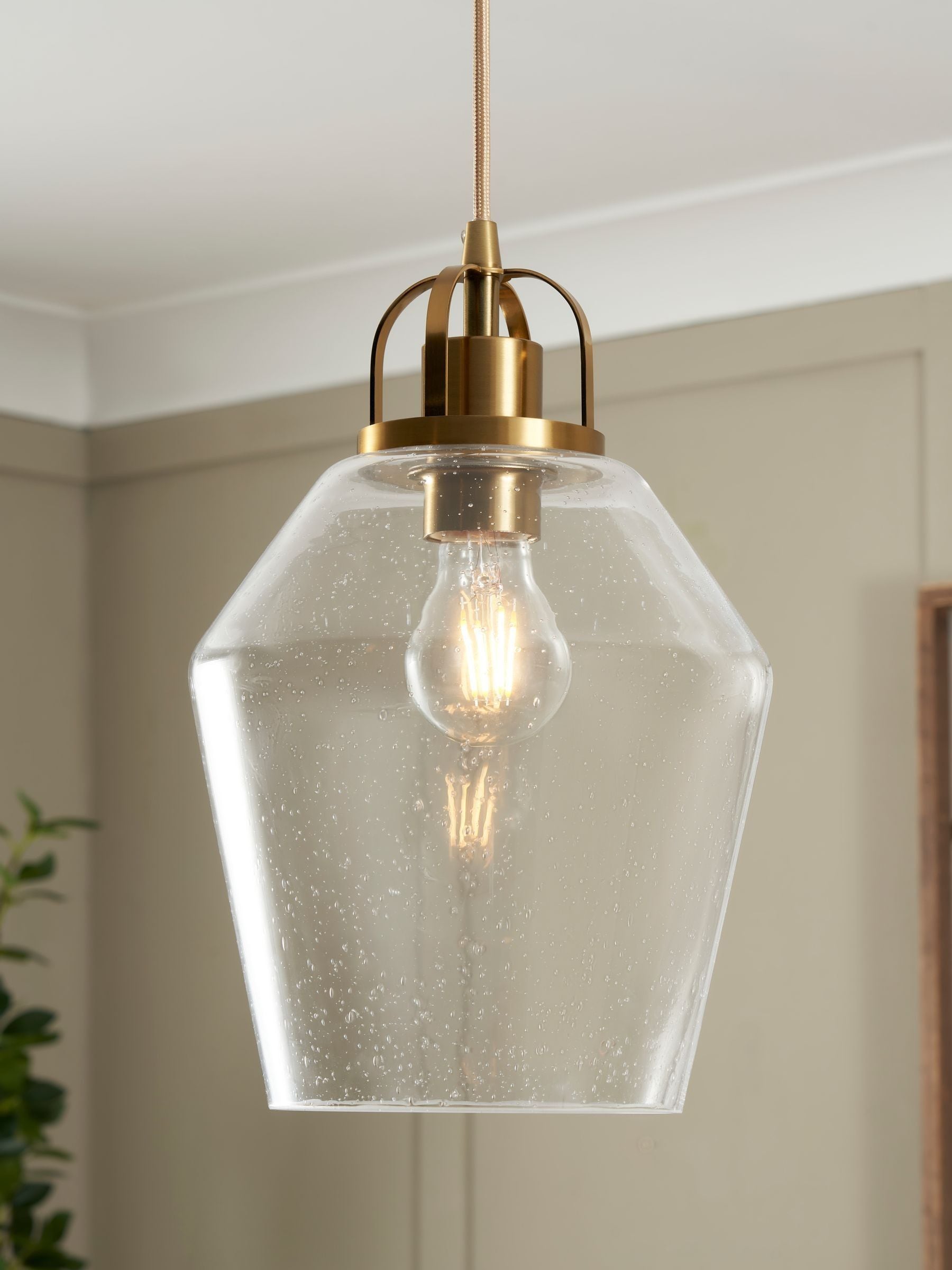 BHS brass bubble glass pendant light (British brand)