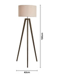 BHS dark walnut wooden tripod floor lamp 130cm, UK version