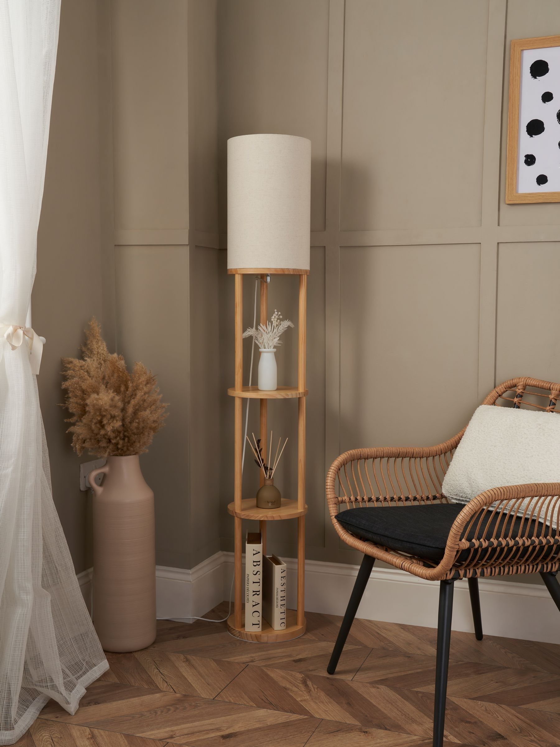 BHS Oak Shelving Floor Lamp - British product