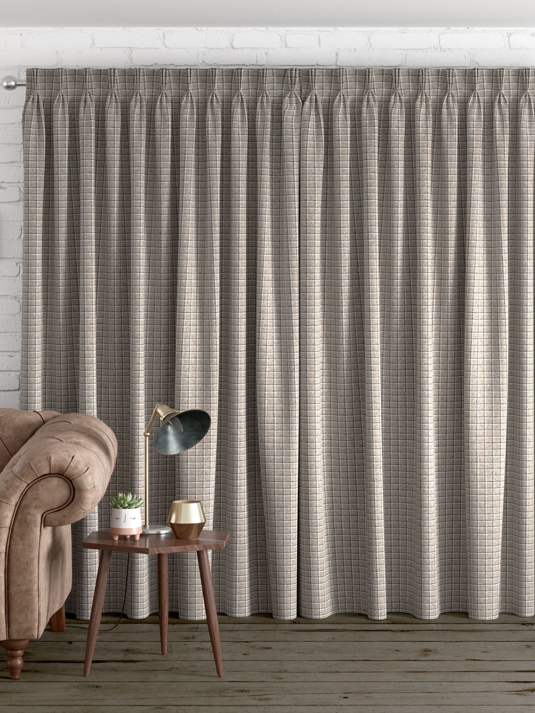 Grey check made to measure curtains (British brand)