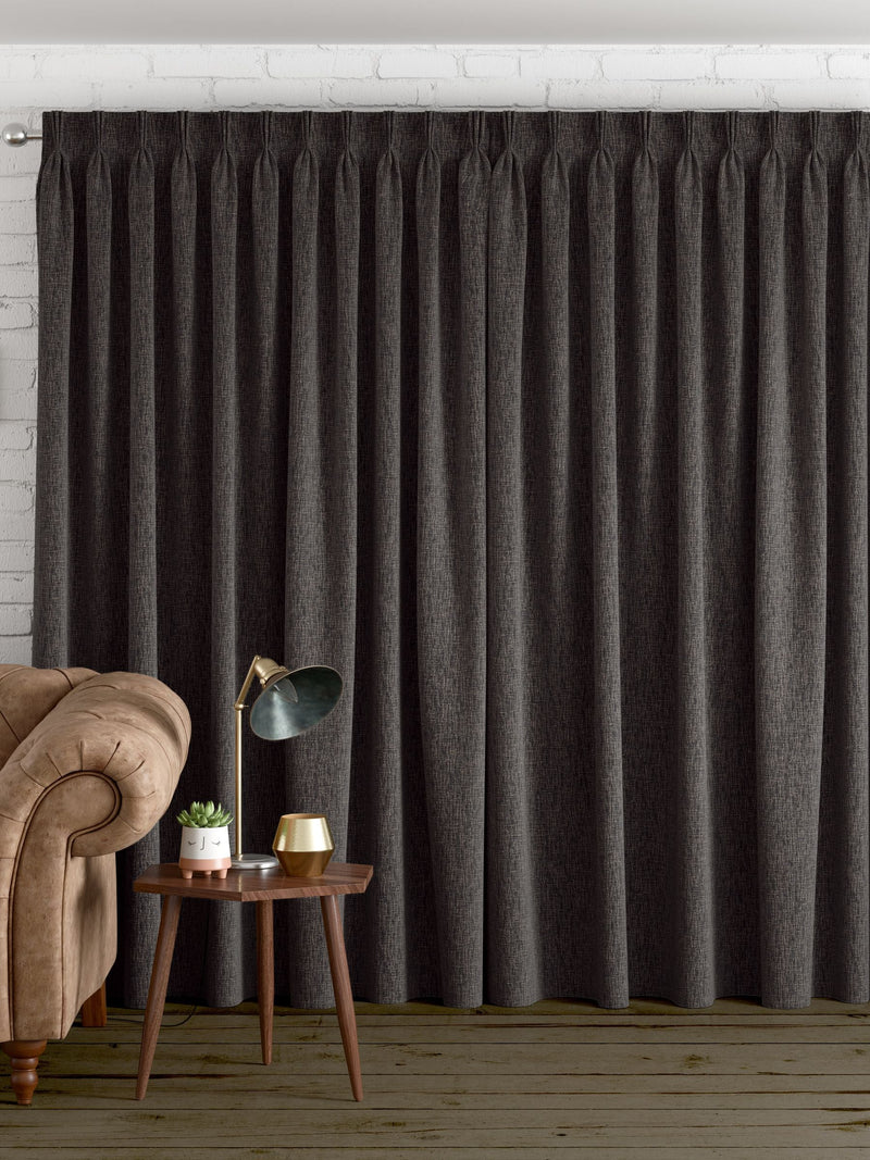 Charcoal grey textured weave made to measure curtains (British brand)