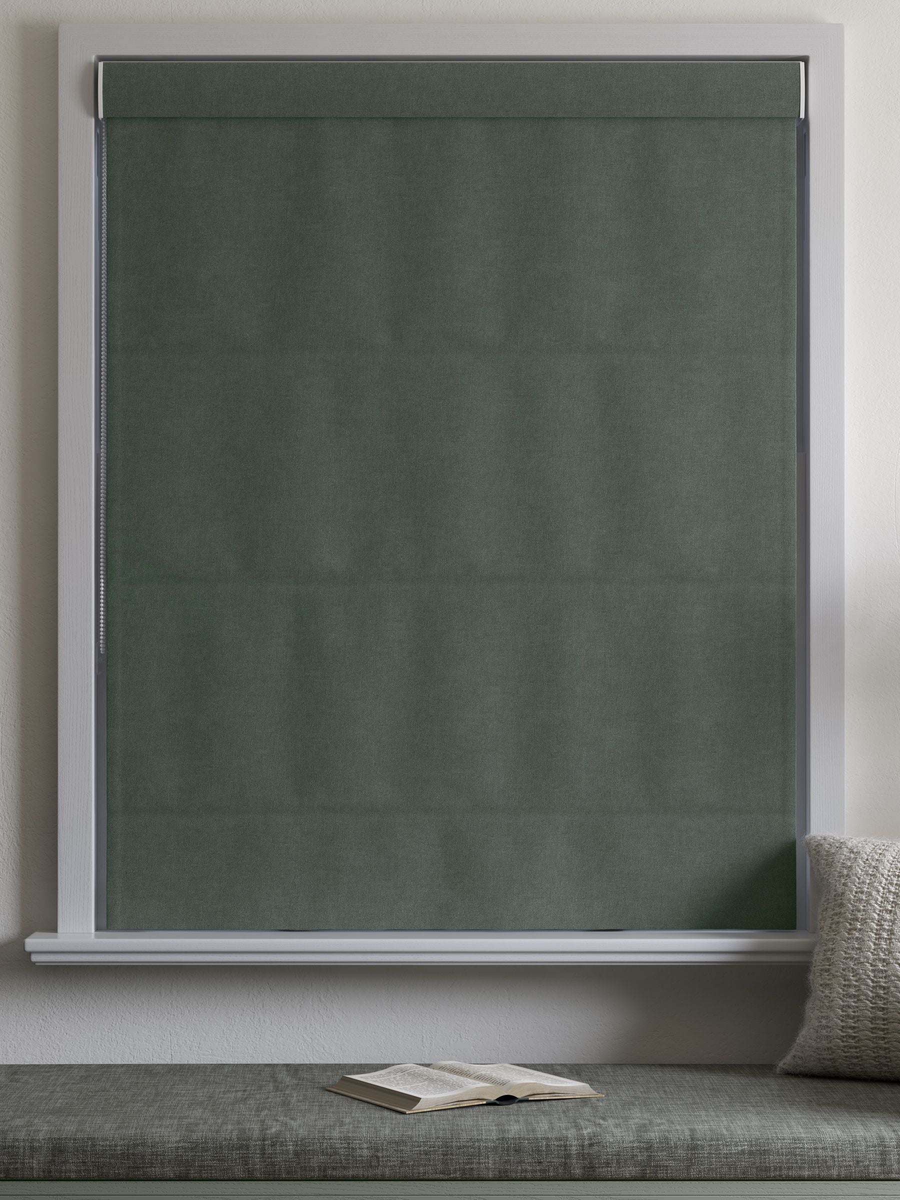Green Touch of Linen Roman blind made to measure, imported from the UK