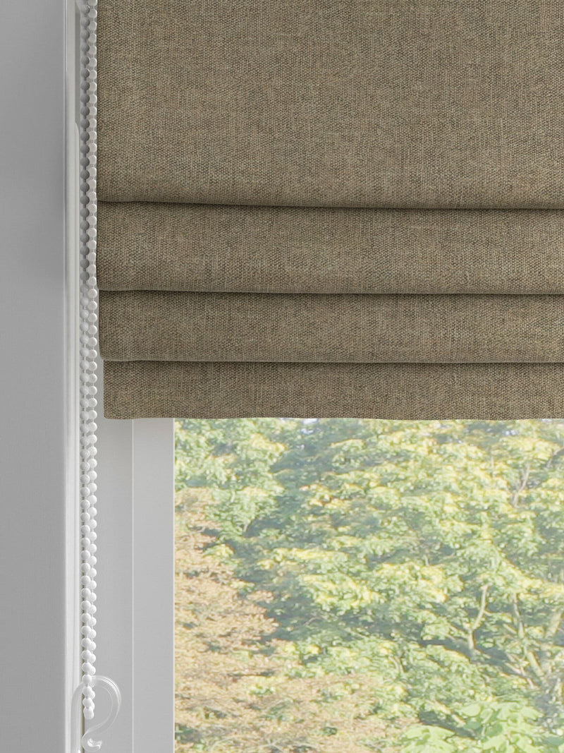 Khaki green matte chenille roman blind, imported from the UK