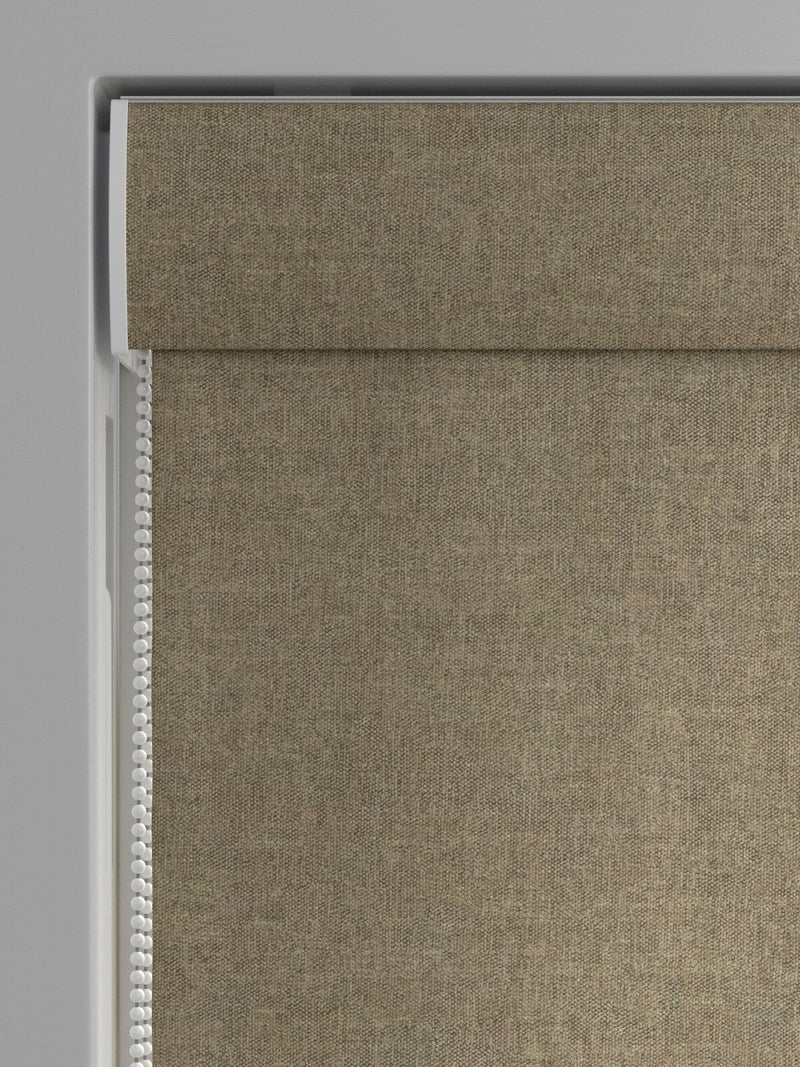 Khaki green matte chenille roman blind, imported from the UK