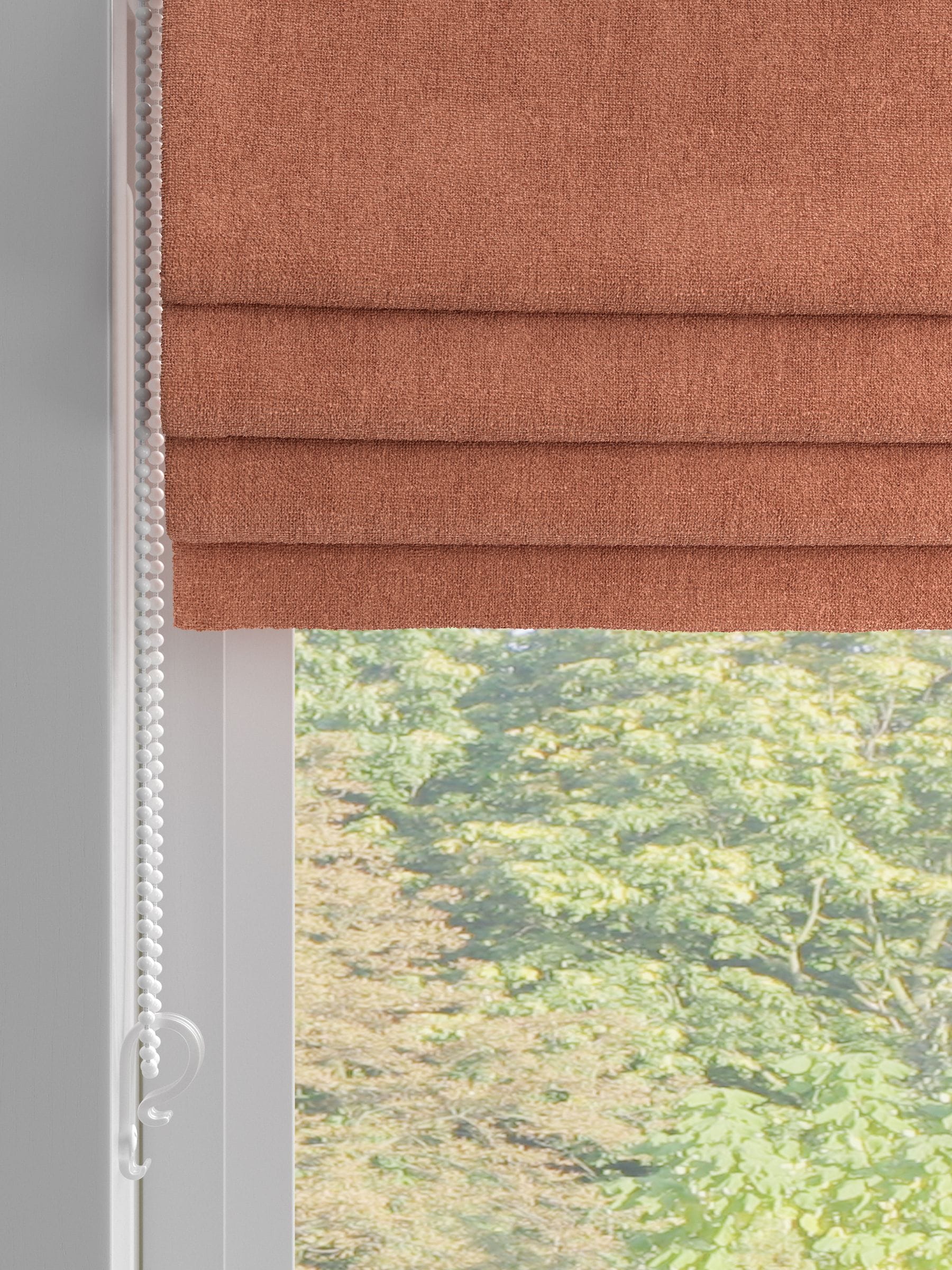 Touch of Linen rust brown Roman blind custom made to measure (British brand)