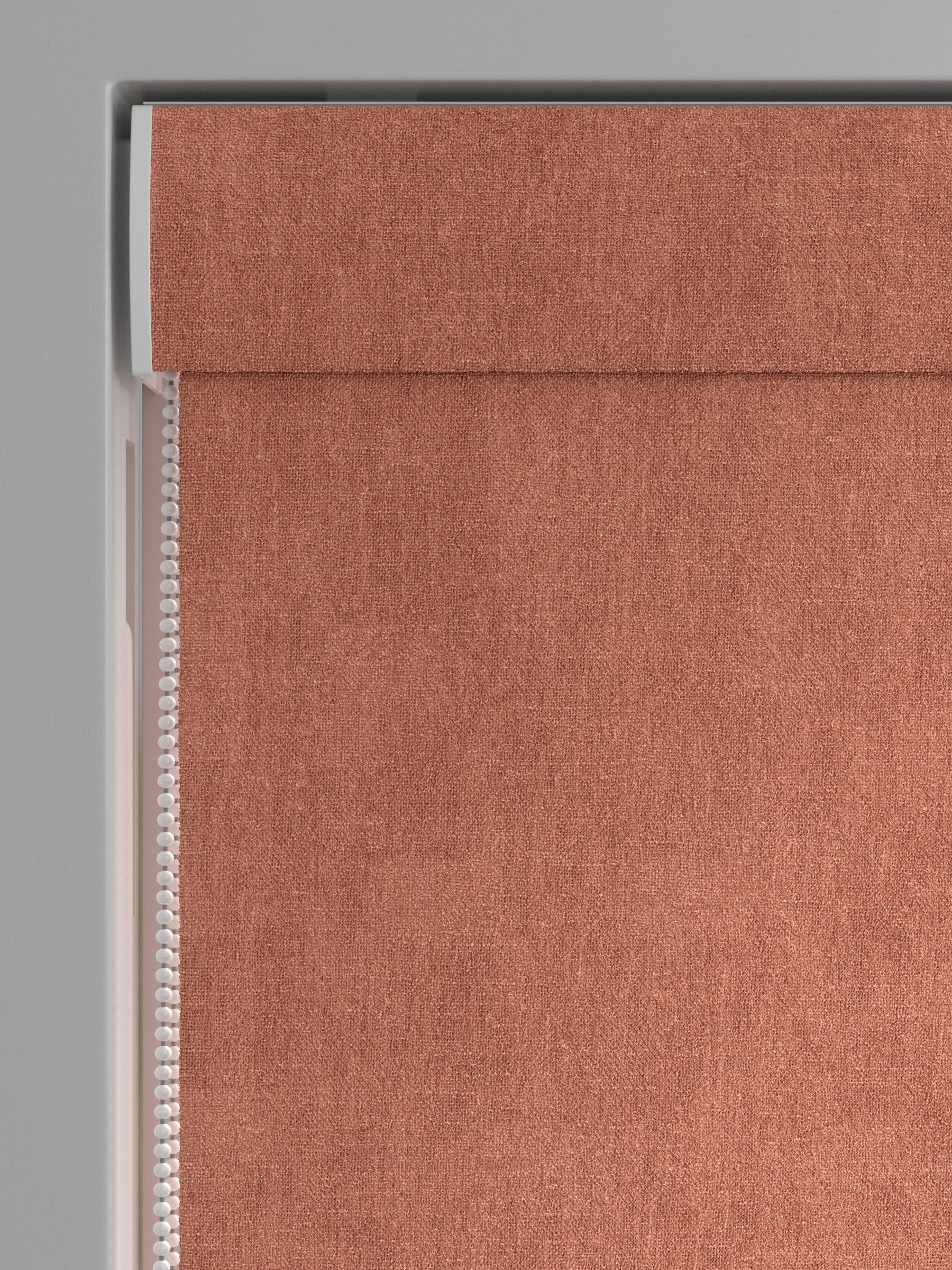 Touch of Linen rust brown Roman blind custom made to measure (British brand)