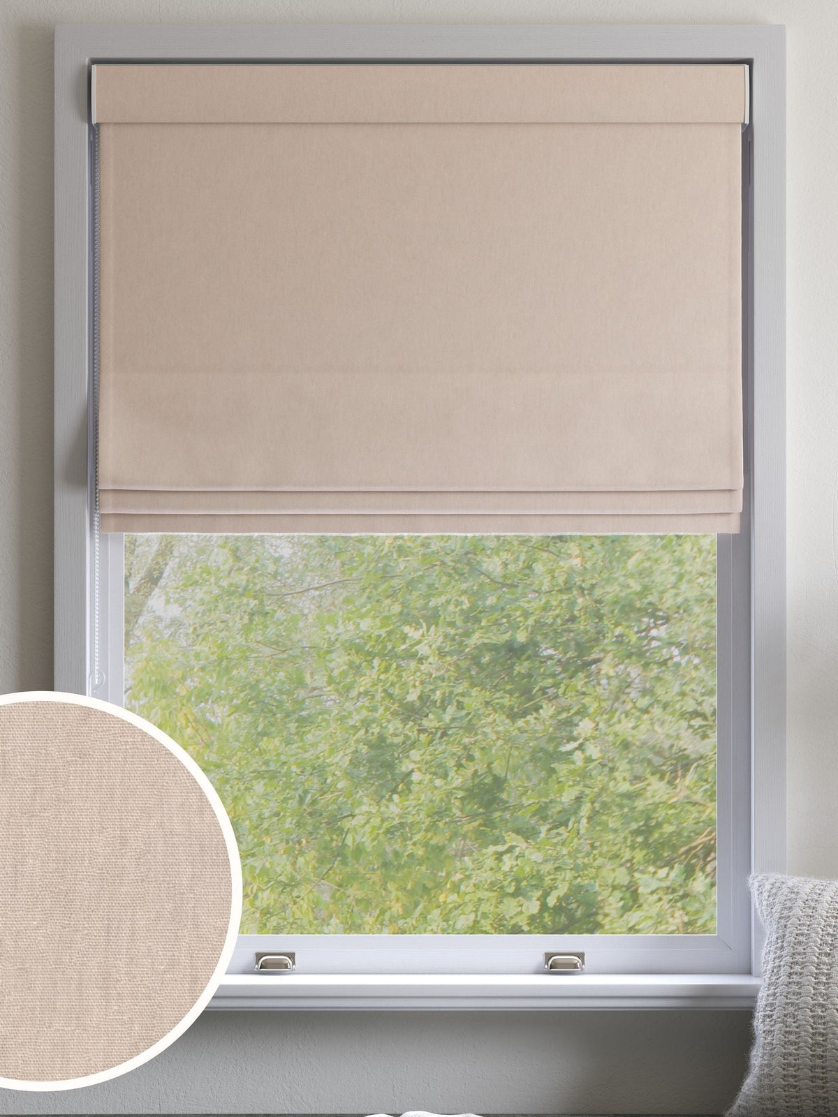Natural pink Roman blind made to measure - British product