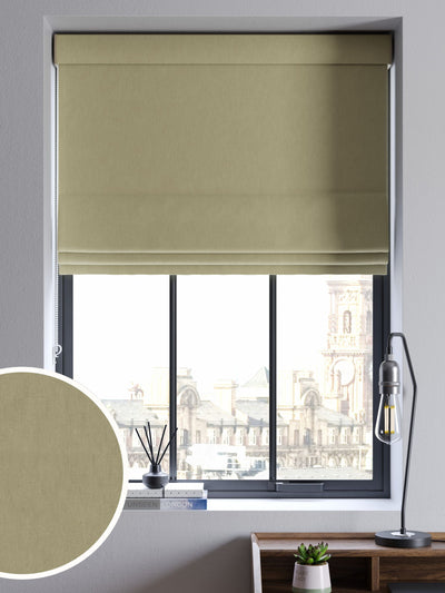 Next Green Khaki Cotton Made to Measure Roman Blind- Buy online at McGrocer