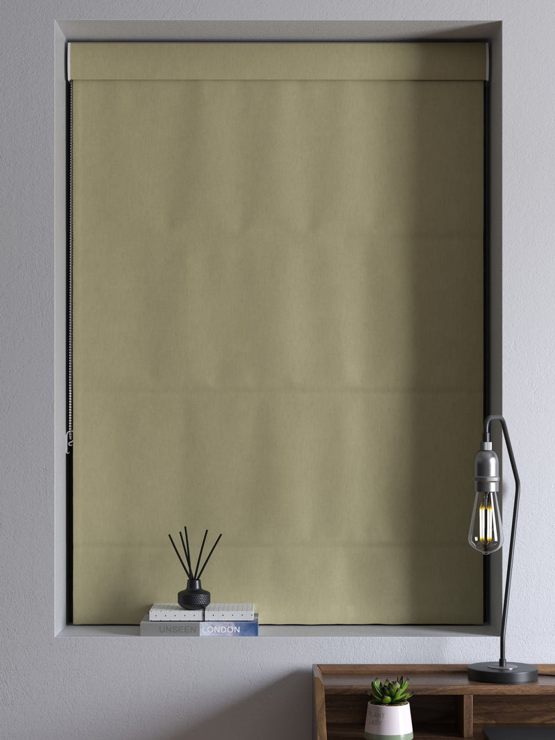Green khaki roman blind, imported from the UK