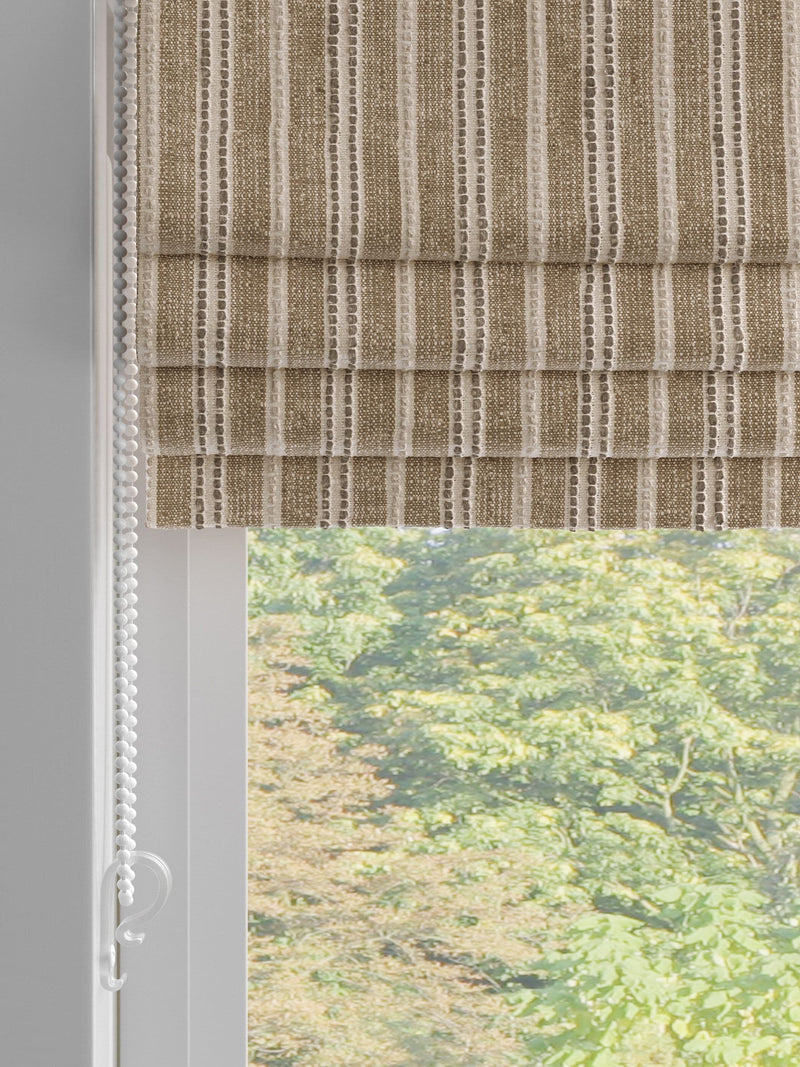 Roman blind dark natural grey woven stripe (British brand)
