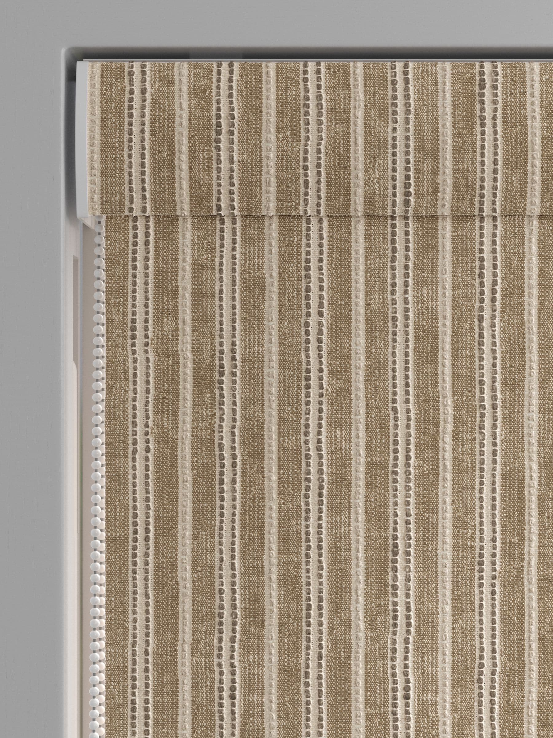 Roman blind dark natural grey woven stripe (British brand)
