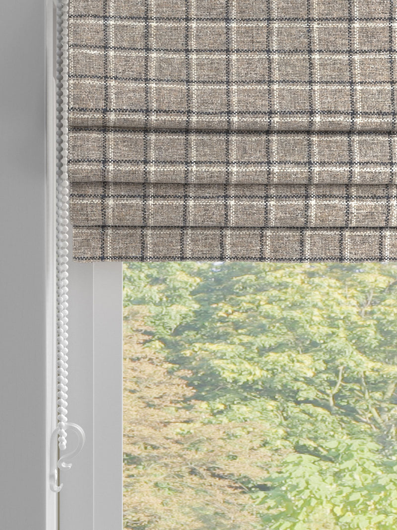 Grey Simplicity Check made to measure Roman blind (British brand)