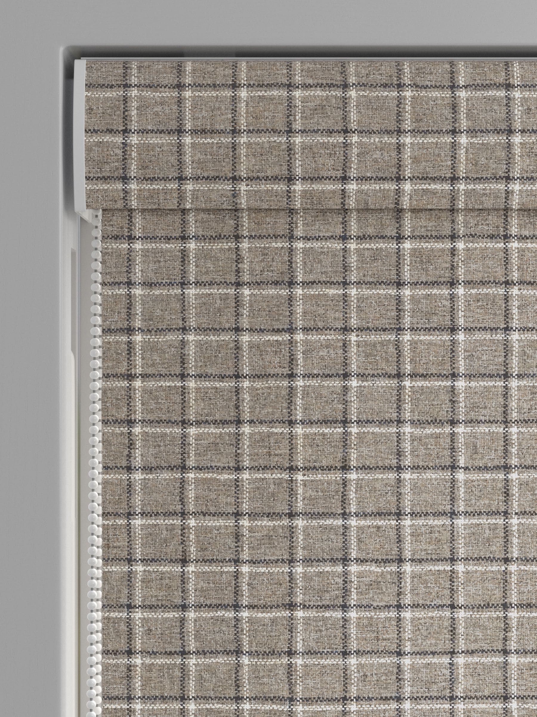 Grey Simplicity Check made to measure Roman blind (British brand)