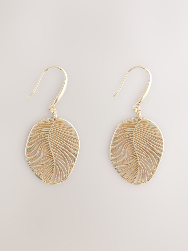Gold filigree drop earrings recycled steel brass (British brand)