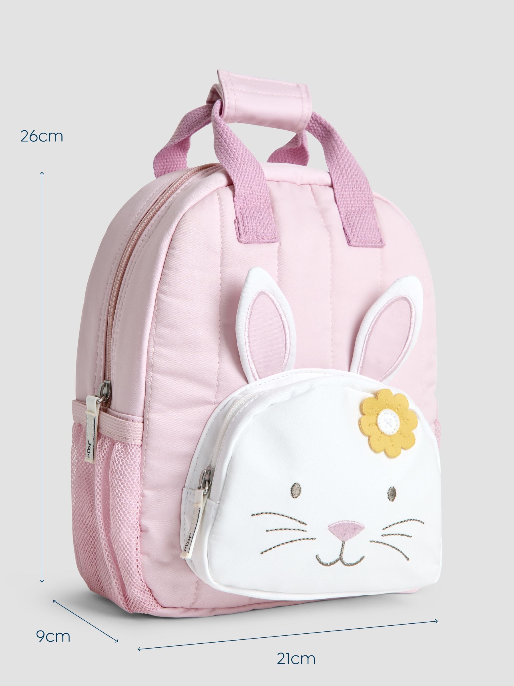 JoJo Maman Bébé pink bunny character backpack, imported from the UK