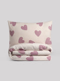 White purple hearts duvet cover and pillowcase set (British brand)