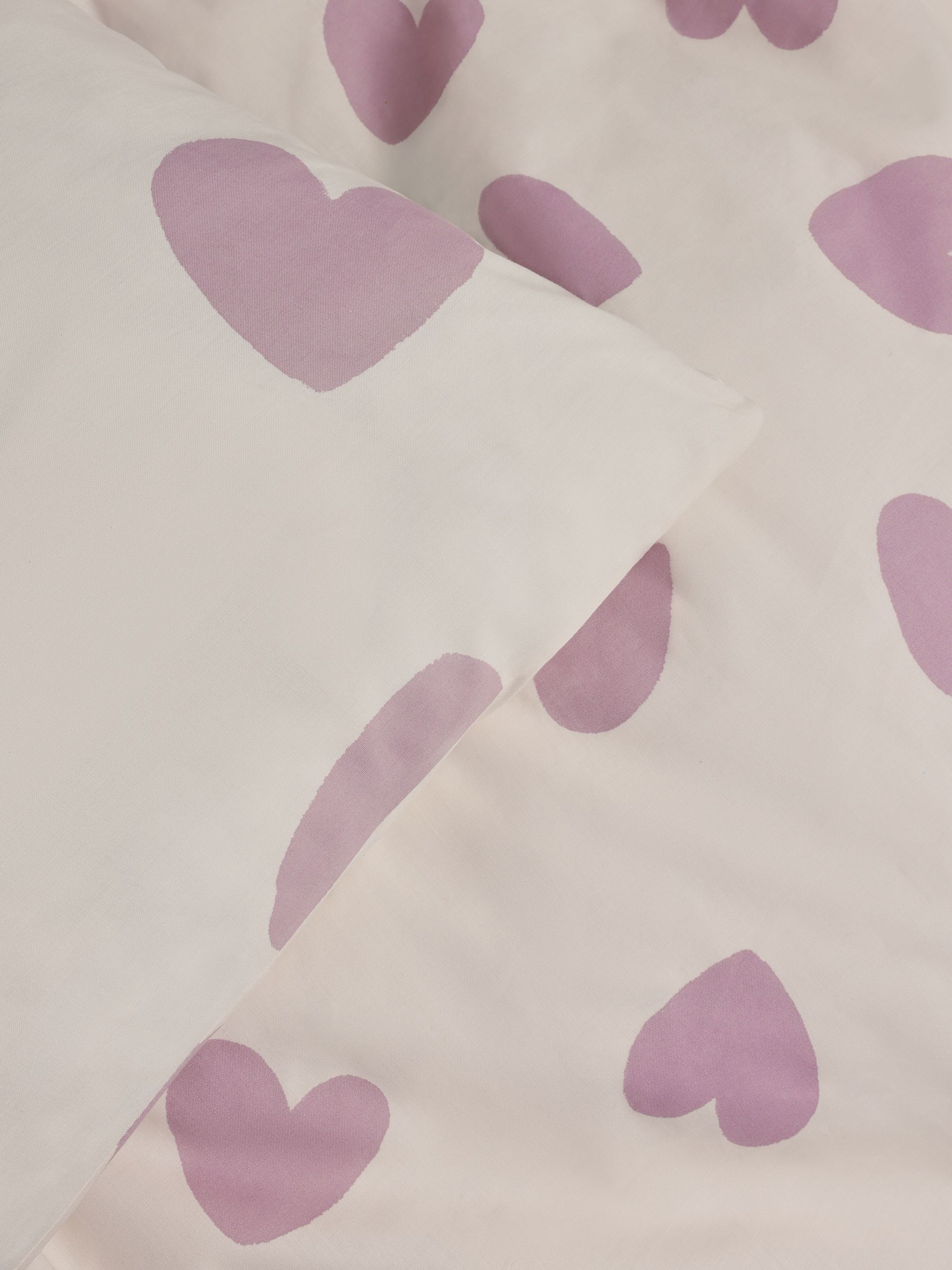 White/Purple Hearts Printed Bedding Duvet Cover and Pillowcase Set