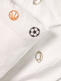 Pleated embroidered sports duvet cover and pillowcase set, imported from the UK