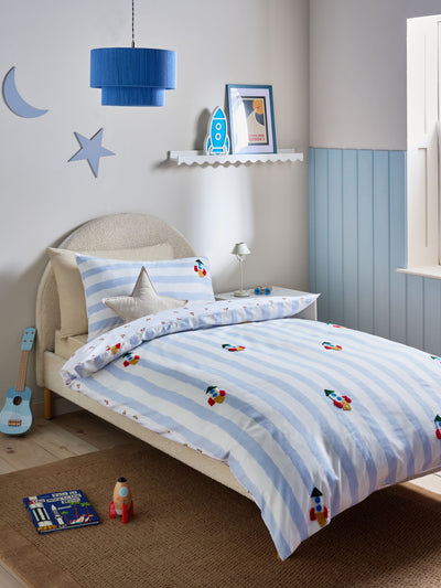 Next Blue/White Tufted Rocket Duvet Cover and Pillowcase Set- Buy online at McGrocer