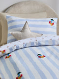 Blue/White tufted rocket duvet cover and pillowcase set - British product