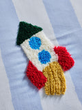 Blue/White tufted rocket duvet cover and pillowcase set - British product