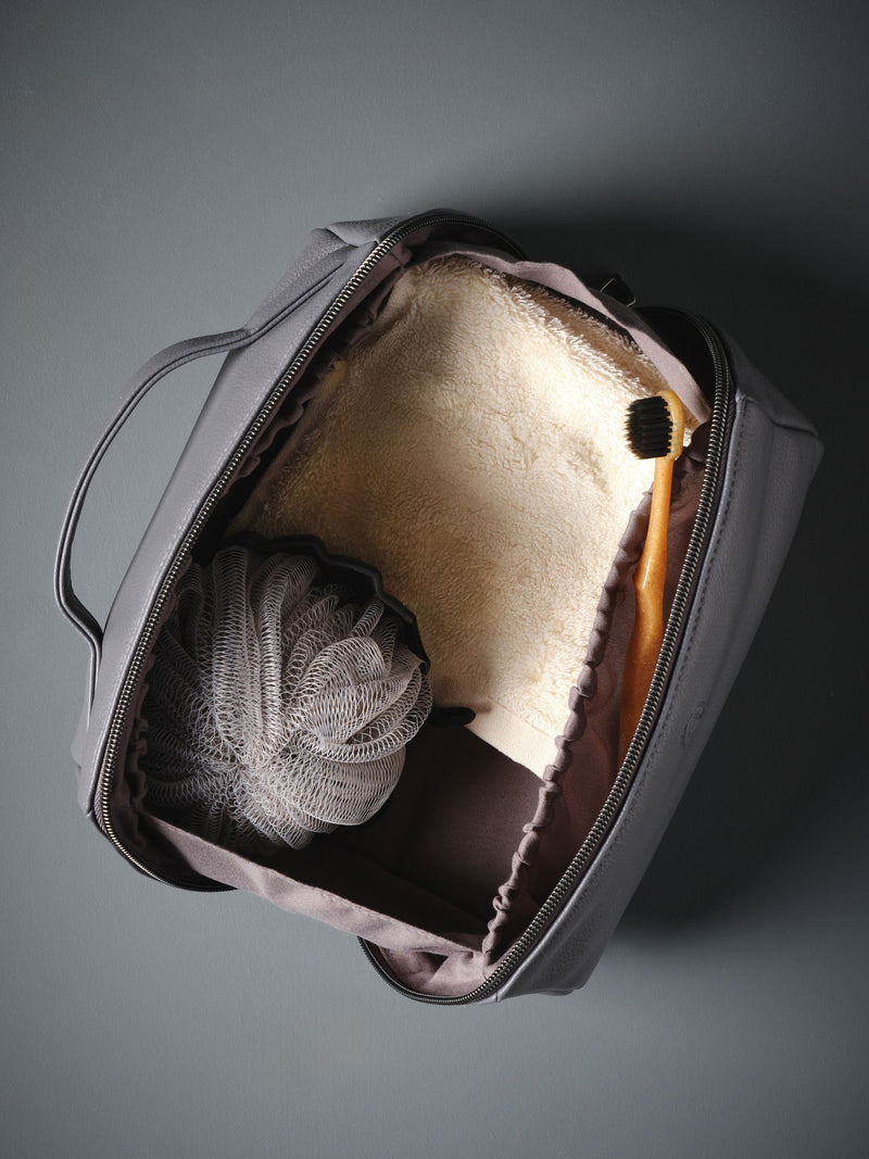 Fold Out Faux Leather Wash Bag
