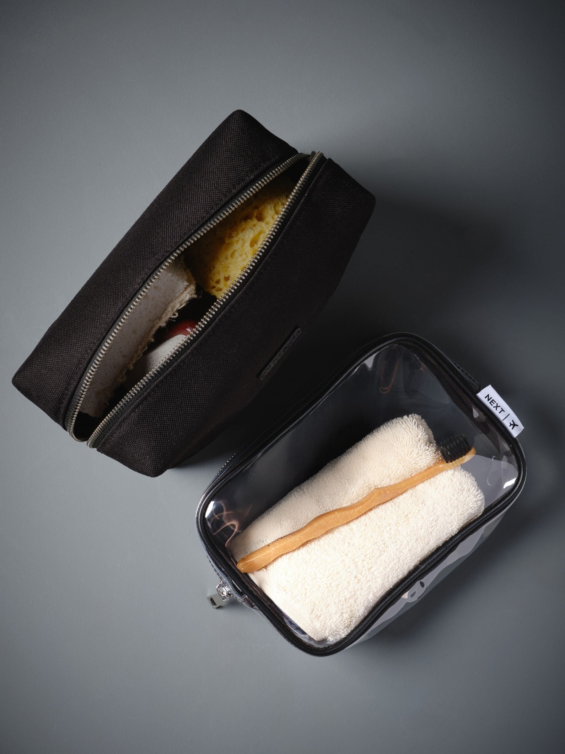 Two-piece travel wash bag set for grooming essentials (British brand)