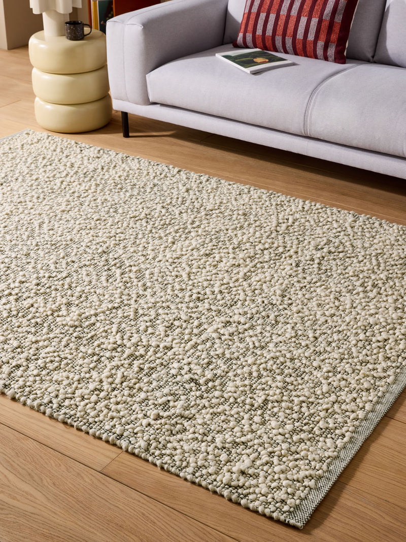 MADE.COM grey Claude boucle wool rug - British product