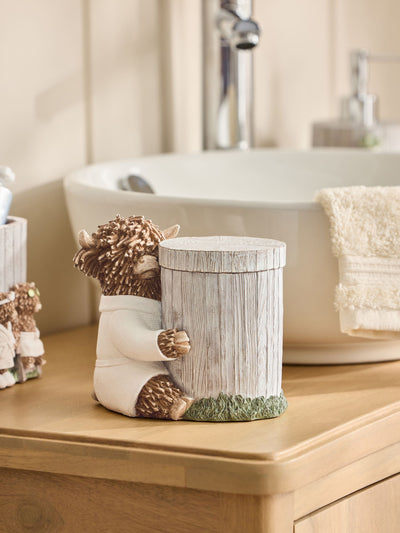 Neste grå Hamish the Highland Cow spa-oppbevaringskrukke baderomstilbehør - Kjøp online på McGrocer